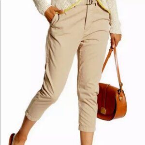 James Perse Women's Khaki Brown Belted Cropped Pants Size 25